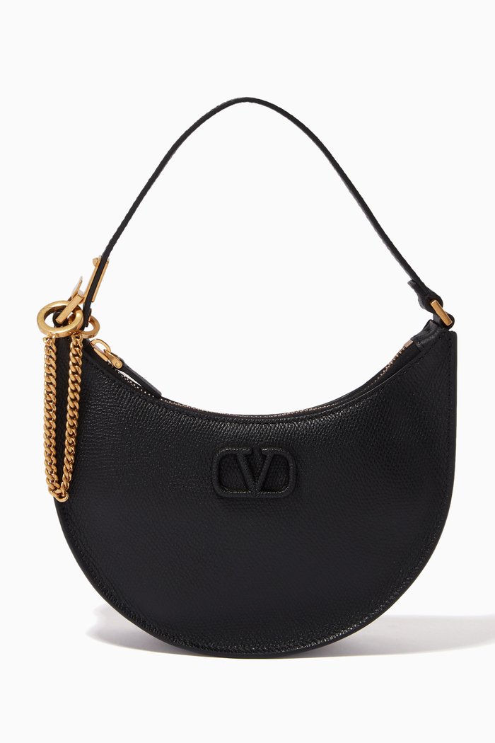 Valentino Garavani VSLING Hobo Bag in Grainy Calfskin, Black