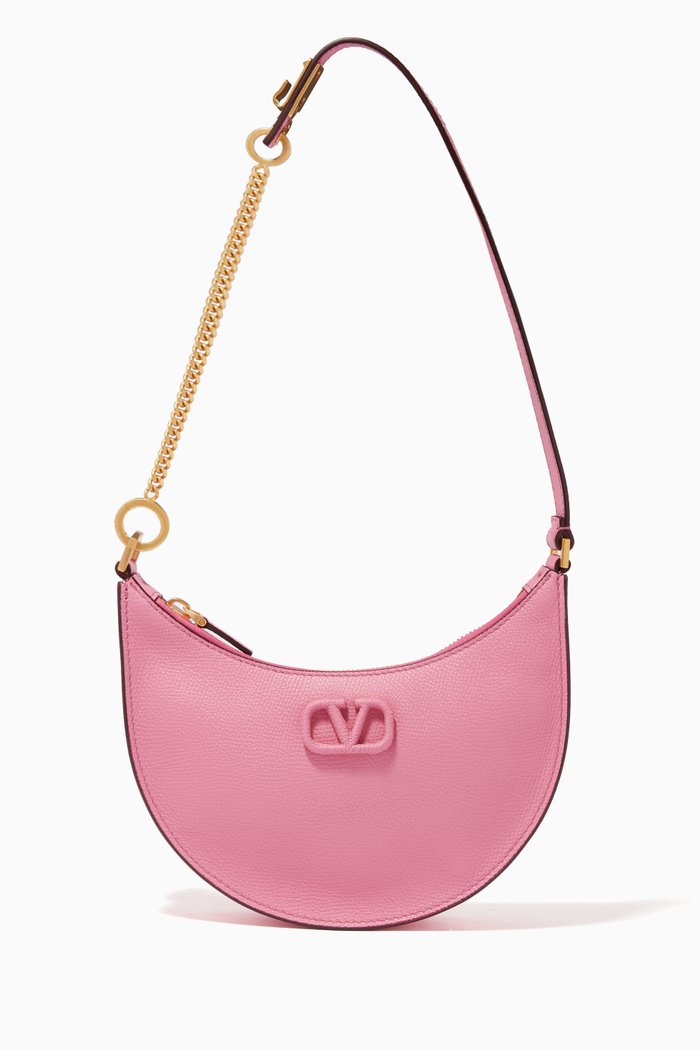 Valentino Garavani VSLING Hobo Bag in Grainy Calfskin, Pink