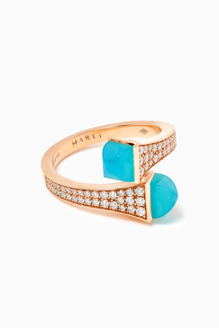 

Cleo Chalcedony & Diamond Midi Ring in 18kt Rose Gold