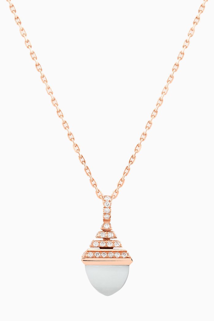 

Cleo Rev Diamond White Agate Mini Pendant in 18kt Rose Gold
