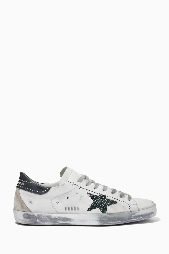 

Super-Star Sneakers with Printed Star in Leather, White