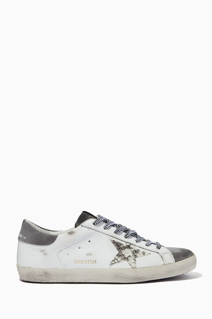 

Super-Star Sneakers with Python-print Star in Leather, White