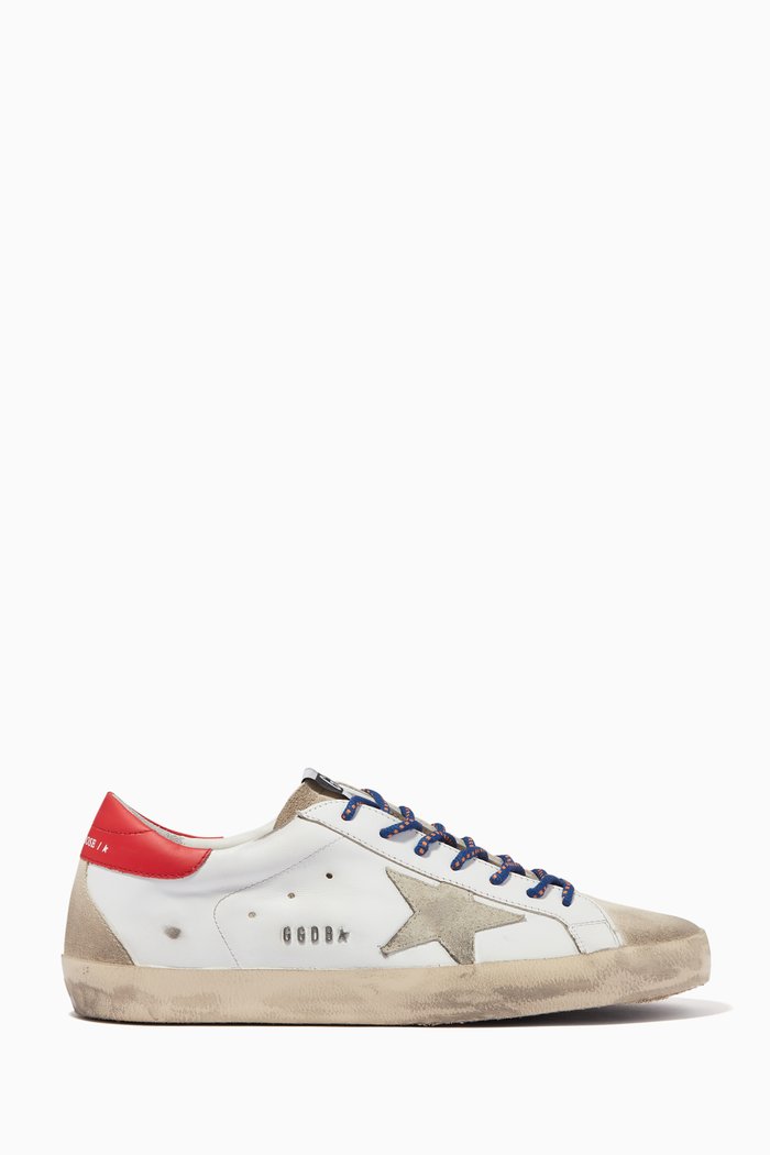 

Super-Star Sneakers with Suede Star in Leather, White