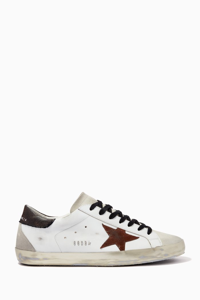 

Super-Star Sneakers with Suede Star in Leather, White