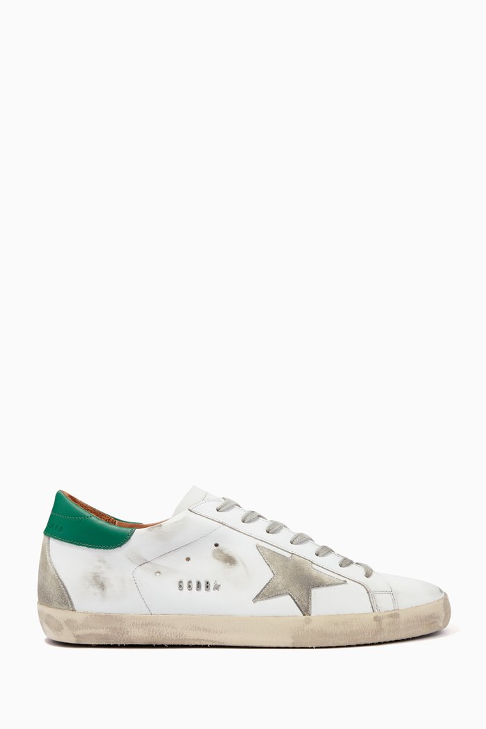 

Super-Star Sneakers with Suede Star in Leather, White