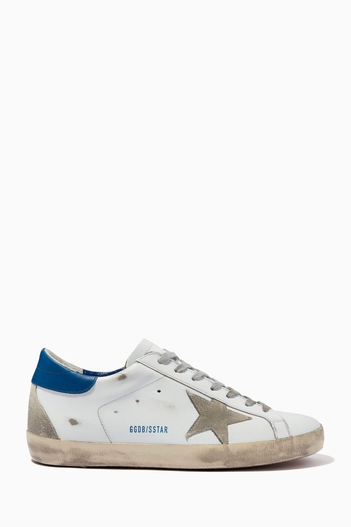 Super-Star Sneakers with Suede Star in Leather, White
