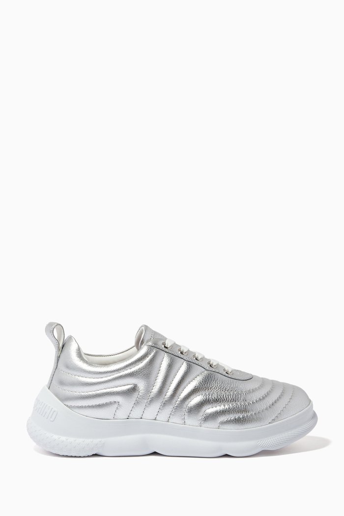 

Pattened Sneakers in Metallic Leather, Silver