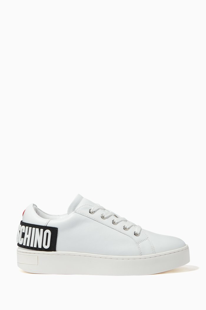

Logo Print Sneakers in Glossy Leather, White