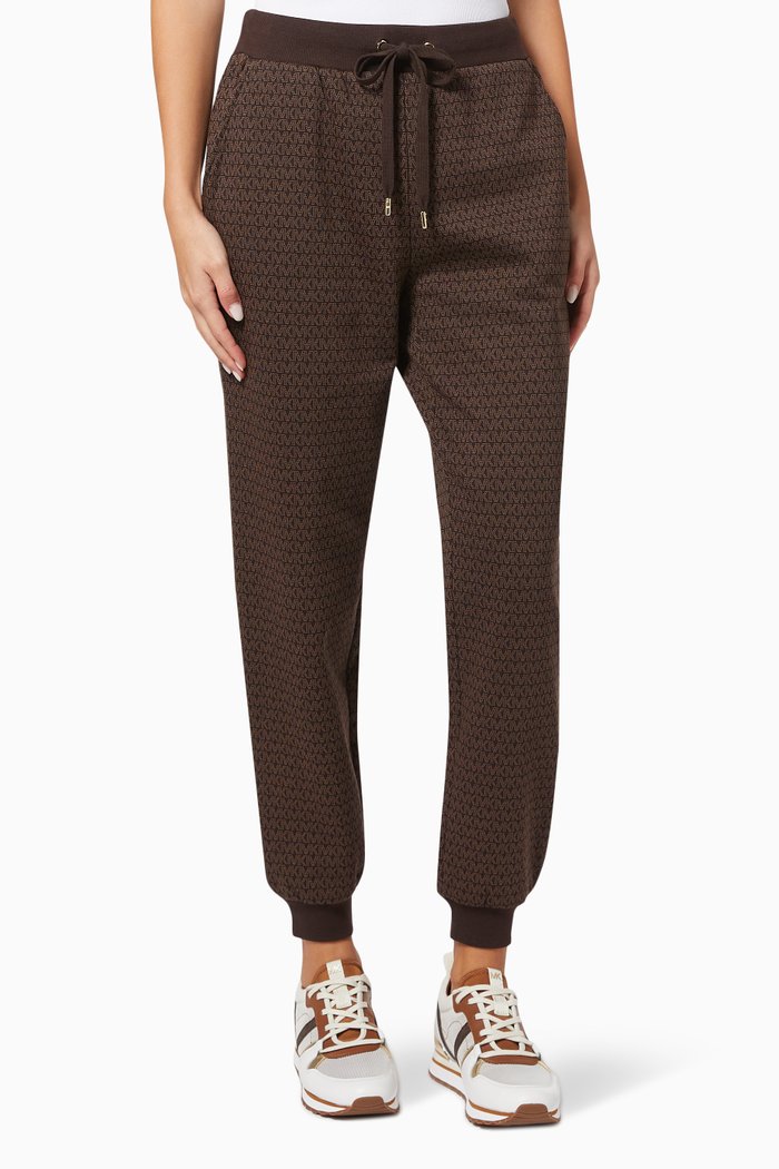 

Logo Print Joggers in Cotton Terry, Brown