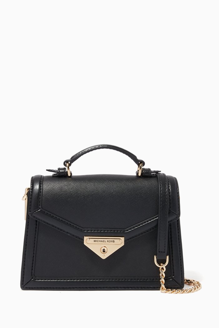 

Small Grace Top Handle Bag in Saffiano Leather, Black