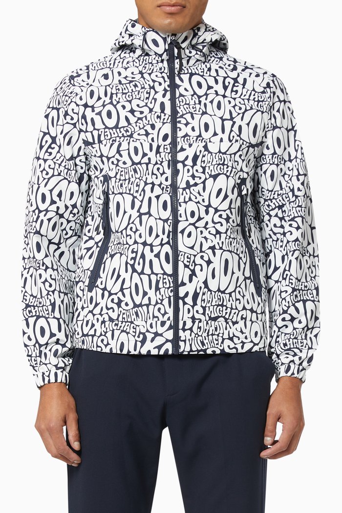 

Graphic Logo Print Jacket in Nylon, Grey