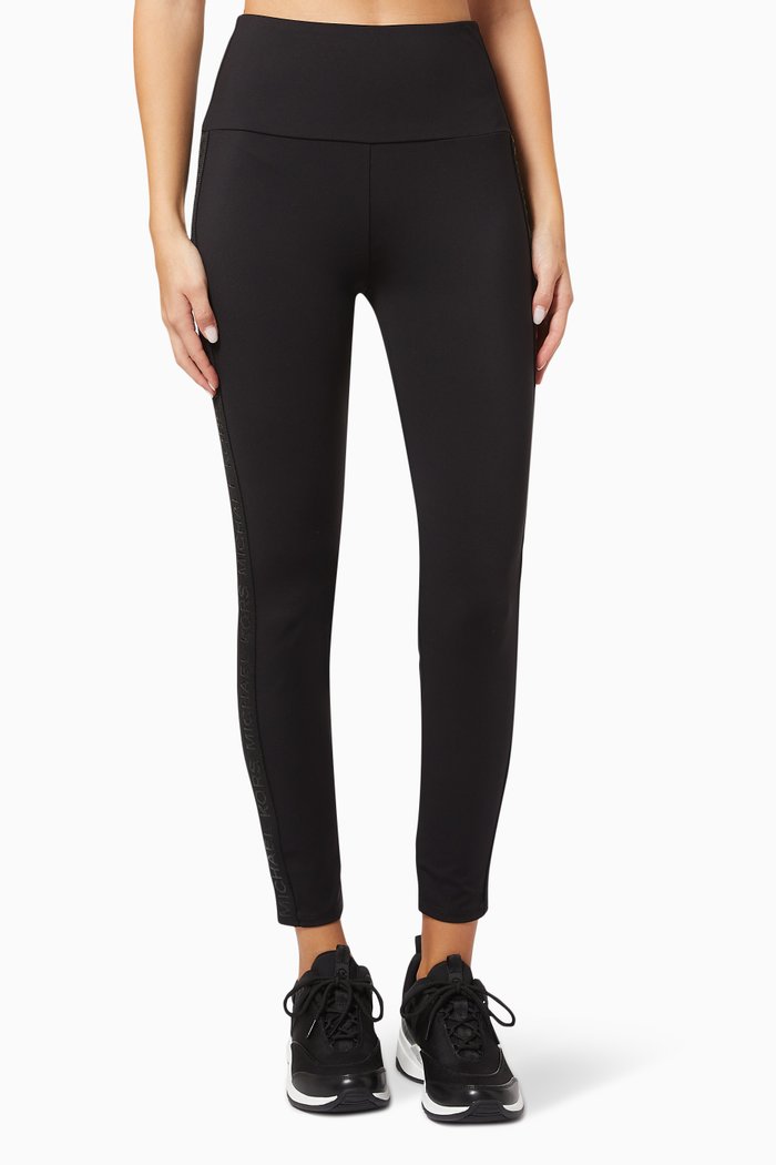 

Tonal Logo Tape Leggings in Nylon, Black