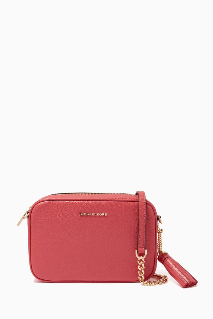 Ginny Crossbody Bag in Leather, Brown