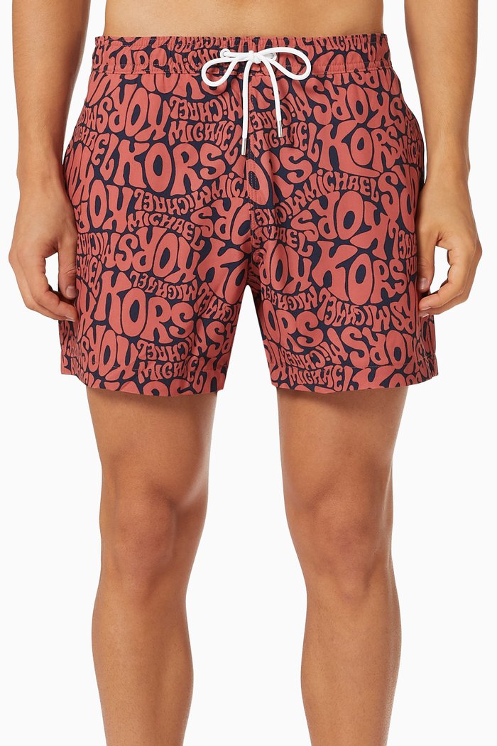 

Graphic Logo Swim Trunks in Recycled Polyester, Orange