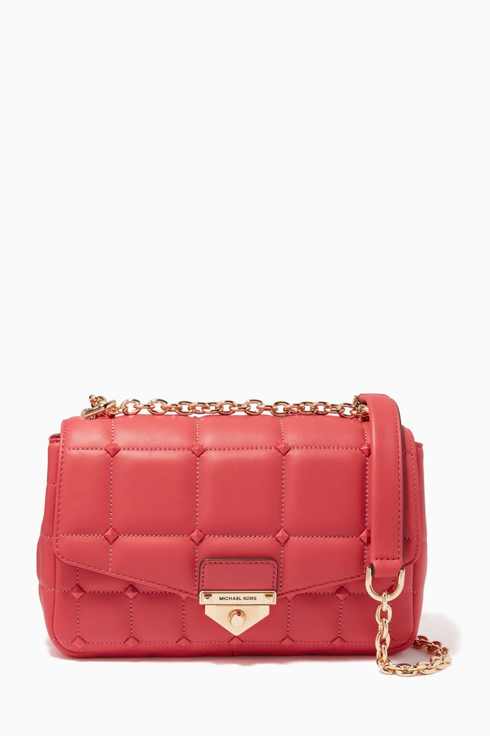 

Large Soho Studded Shoulder Bag in Quilted Leather, Brown