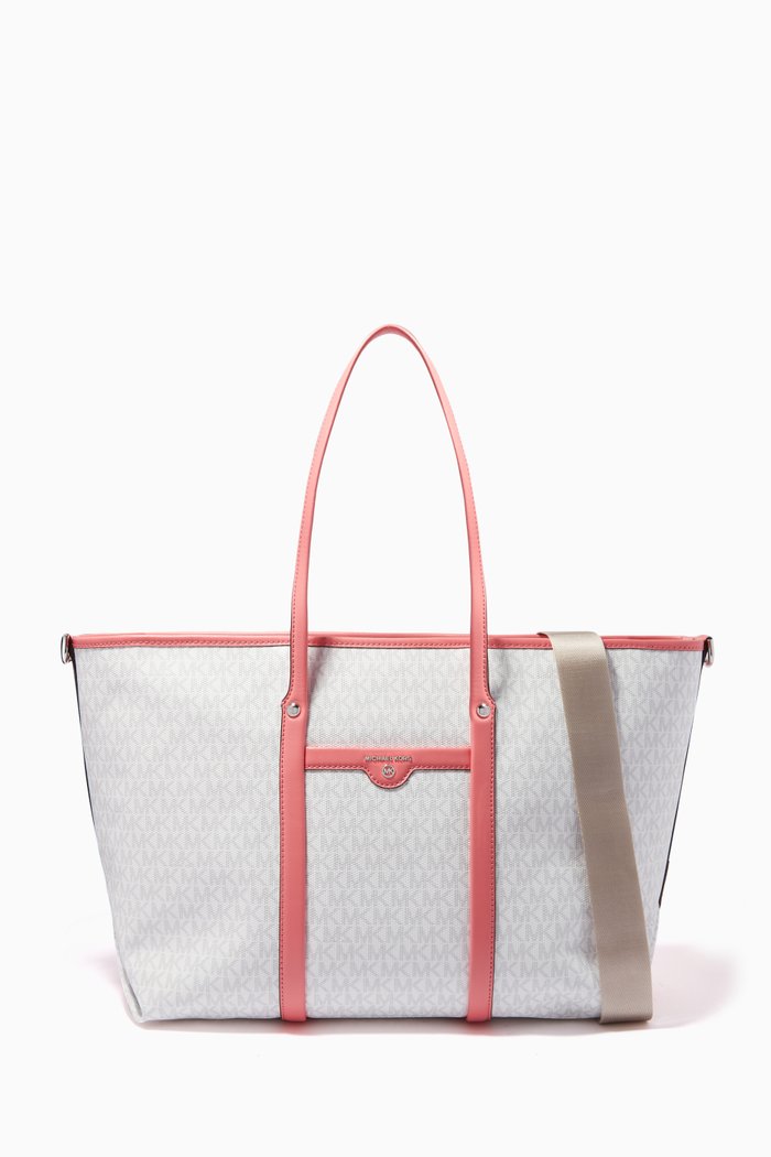Large Beck Tote Bag in Logo Canvas, Red