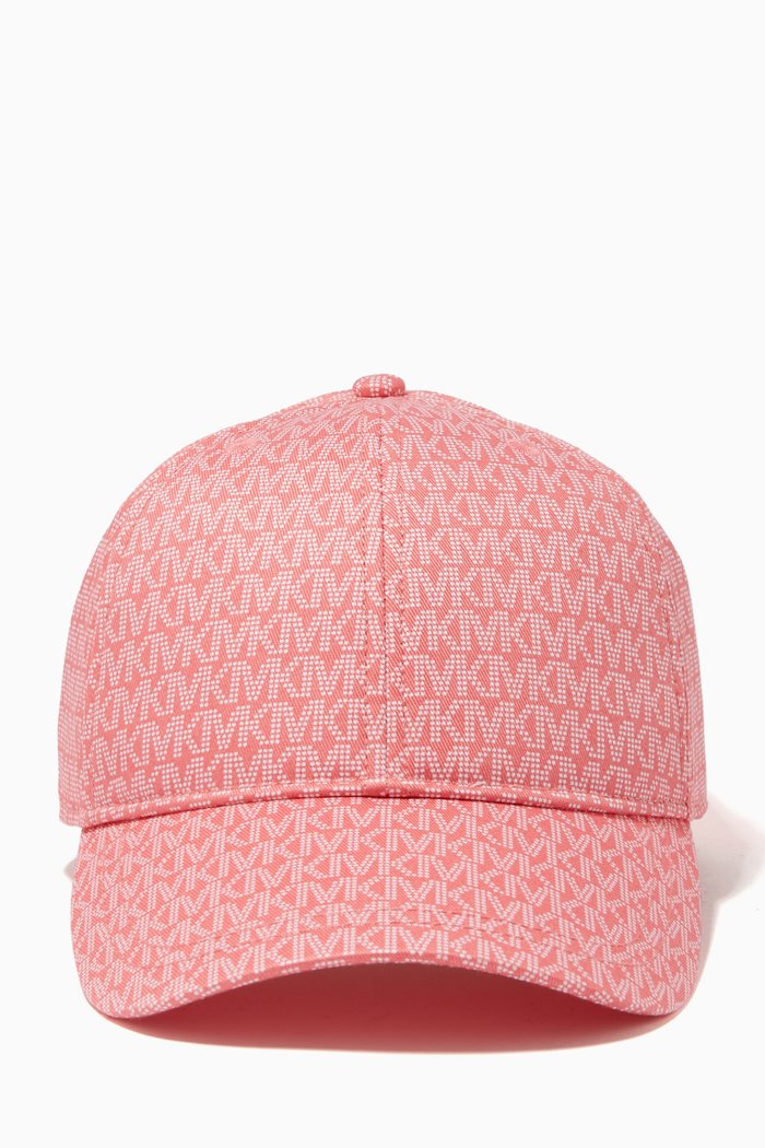 Logo Print Cap in Stretch Cotton, Red