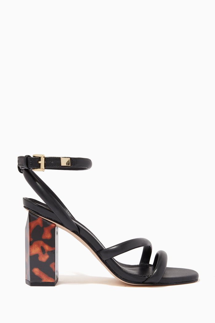 

Hazel Ankle Strap Sandals in Leather, Black
