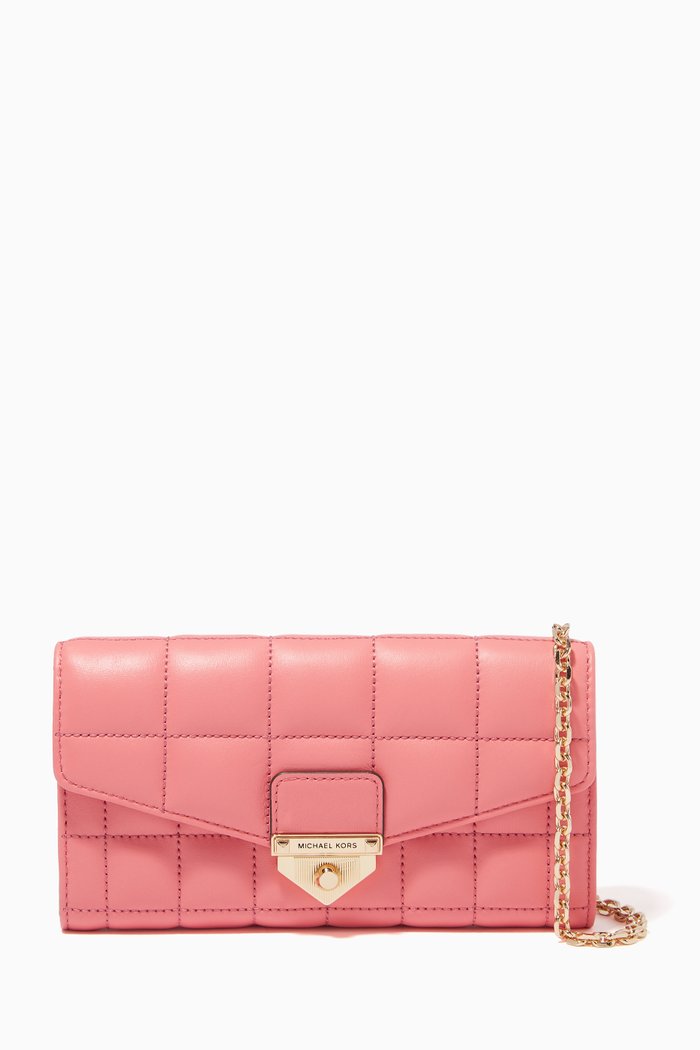 

Soho Chain Wallet in Quilted Leather, Red