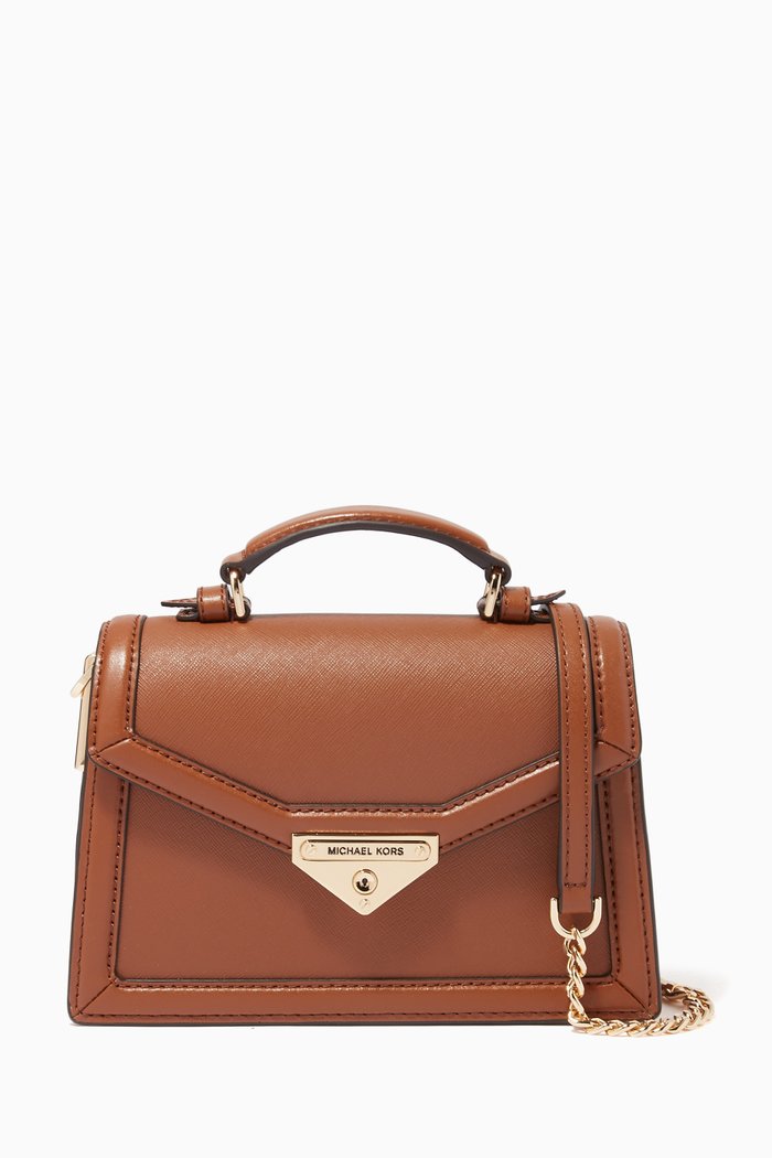 

Small Grace Top Handle Bag in Saffiano Leather, Brown