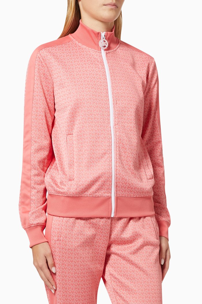 

Track Jacket in Stretch Logo Jacquard, Red