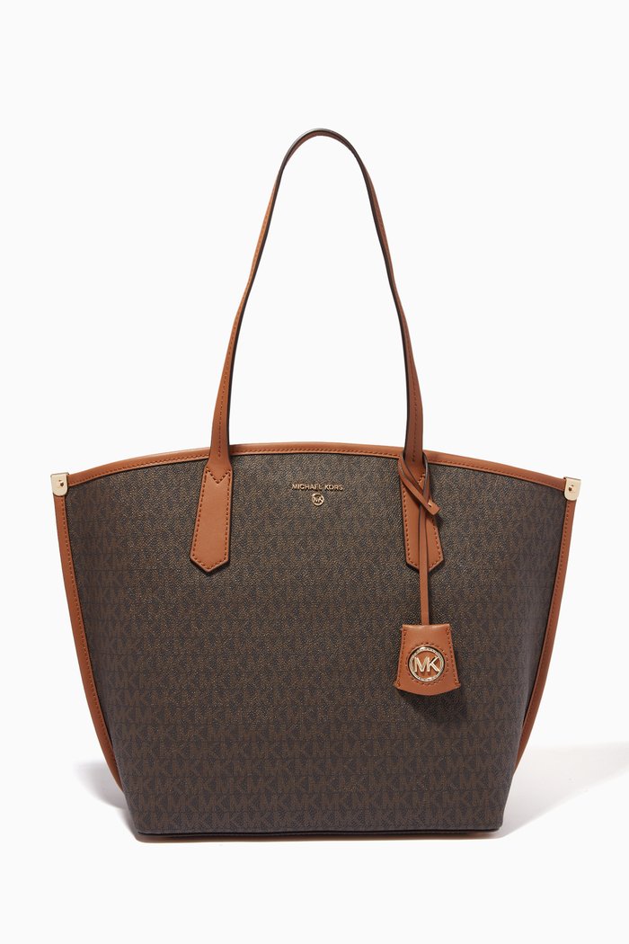 

Large Jane Tote Bag in Logo Canvas, Brown
