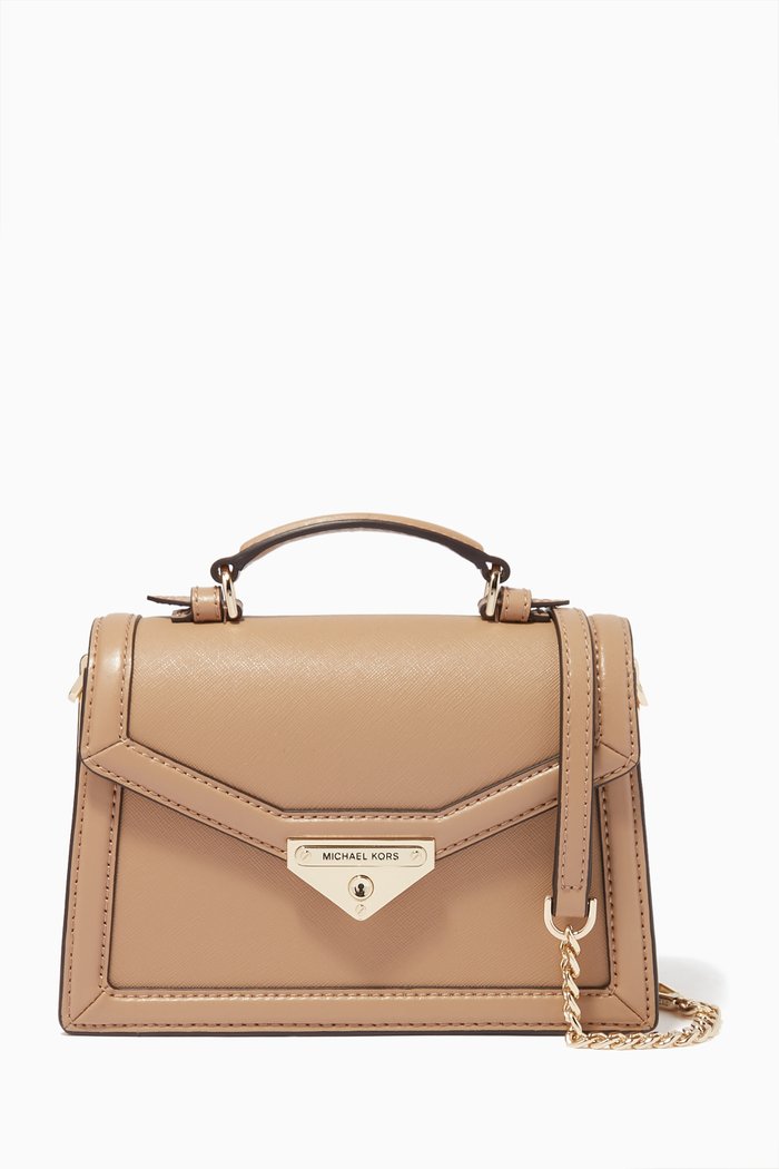

Small Grace Top Handle Bag in Saffiano Leather, Brown