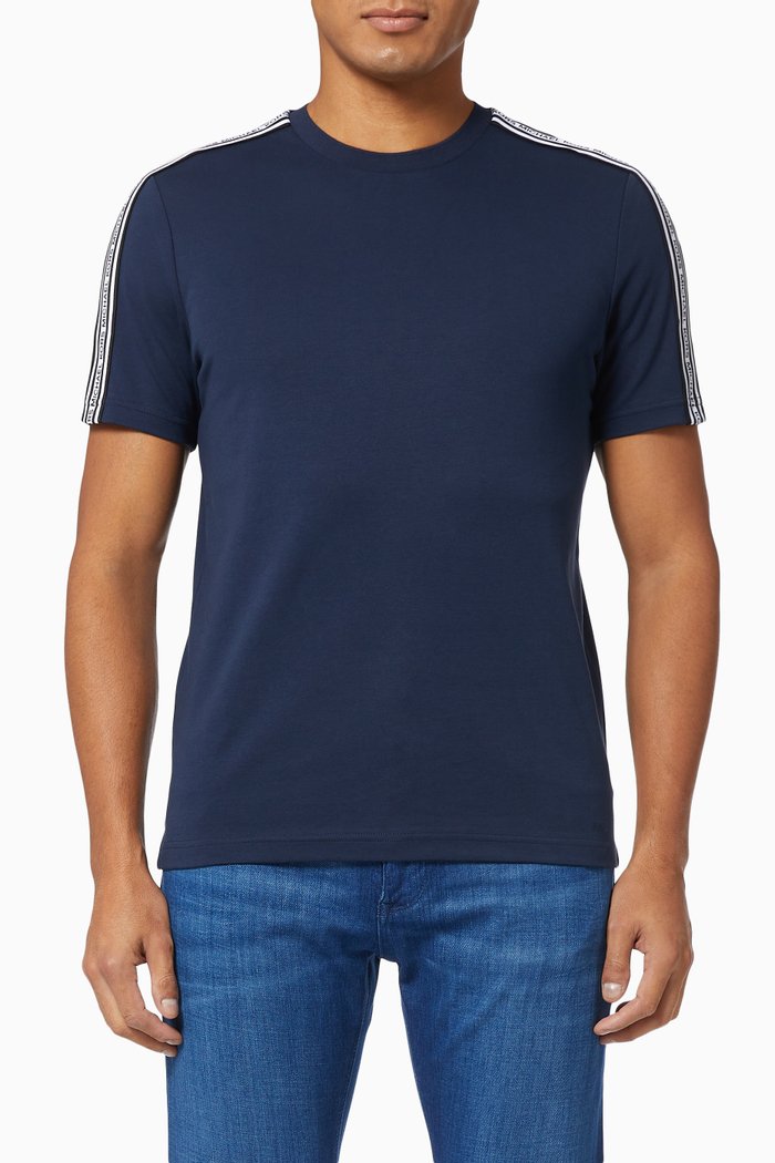

Logo Tape T-shirt in Cotton, Blue
