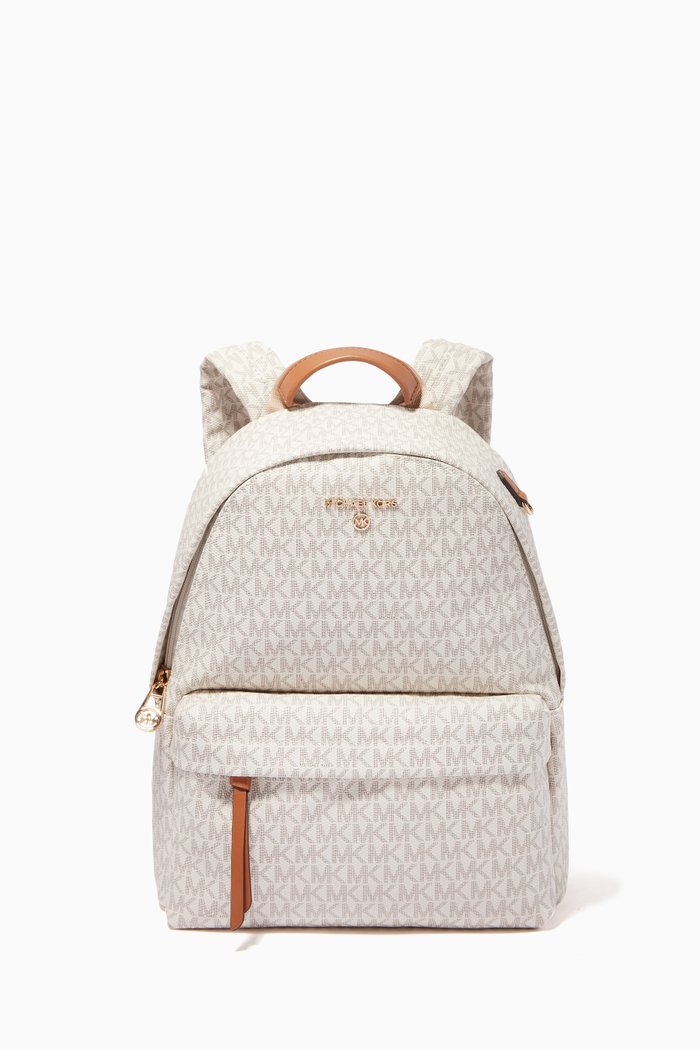 

Medium Slater Backpack in Logo Canvas, White