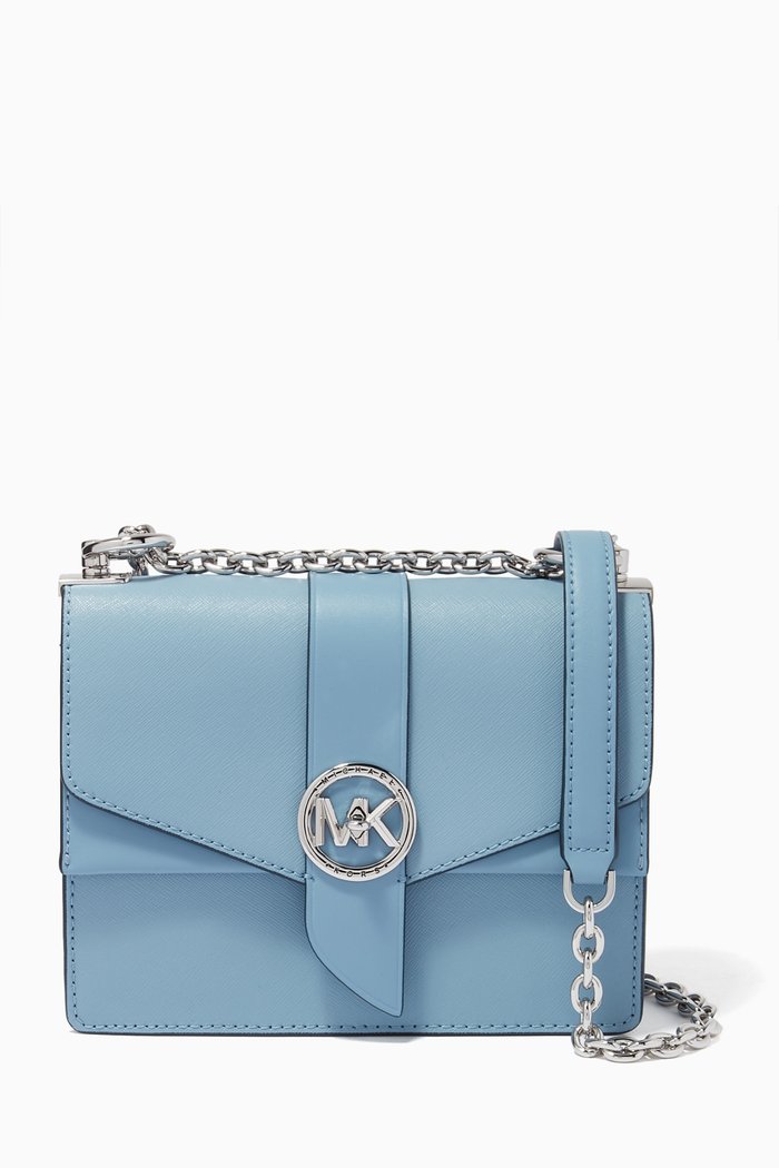 

Small Greenwich Crossbody Bag in Saffiano Leather, Blue