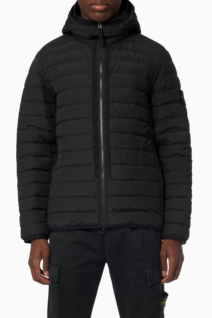 

Hooded Jacket in Matte Canvas, Black