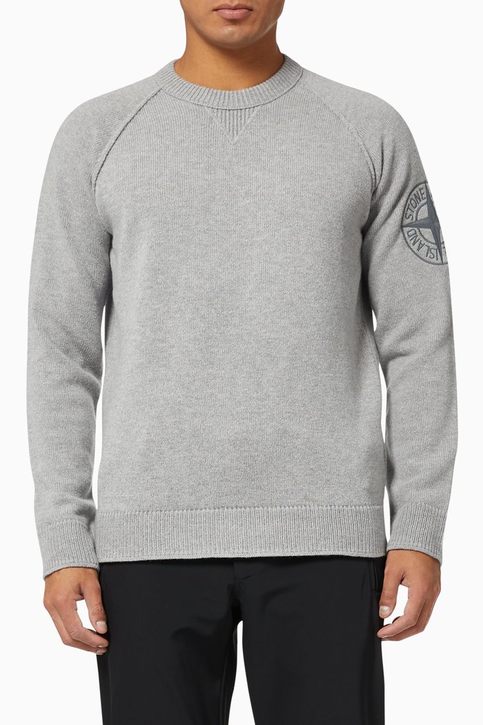 

Logo Sweater in Wool Knit, Grey