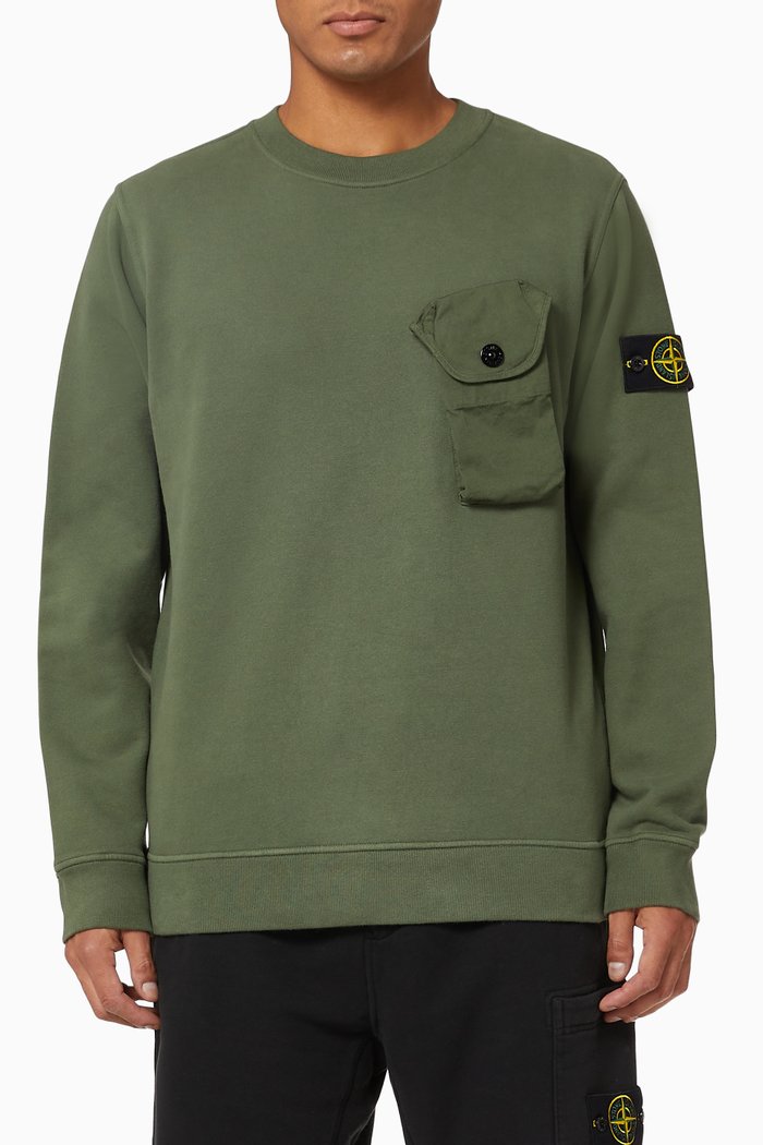 

Patch Pocket Sweatshirt in Jersey, Green