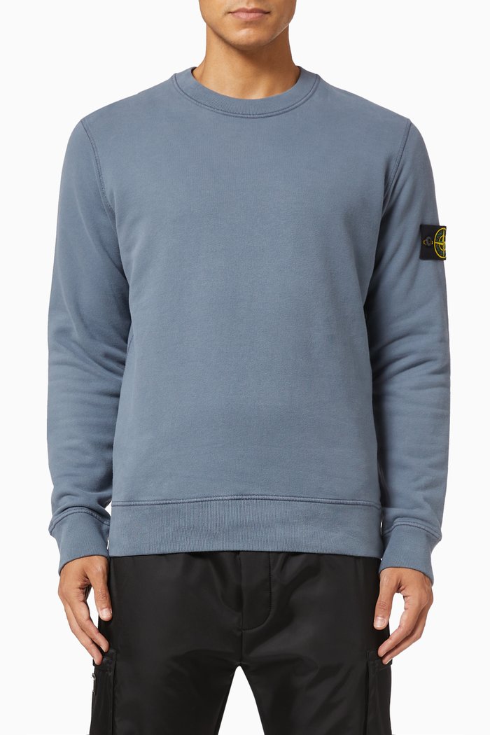 

Sweatshirt in Garment Dyed Cotton Fleece, Blue
