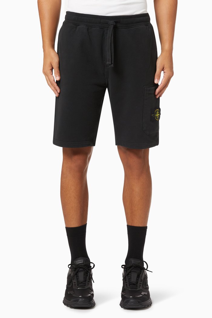 

Cargo Bermuda Shorts in Cotton Fleece, Black