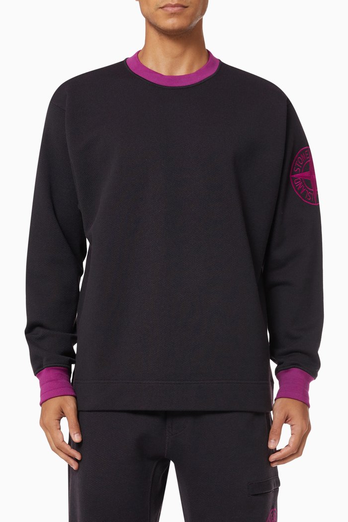 Logo Patch Sweatshirt in Cotton, Purple