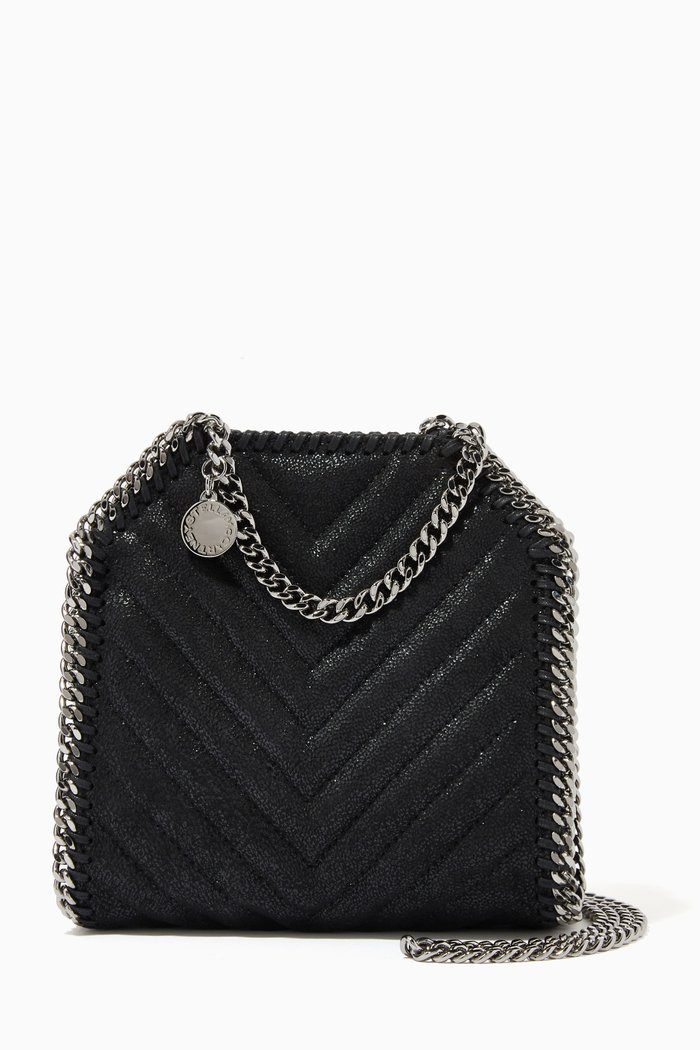 

Falabella Tiny Tote in Chevron Shaggy Deer, Black