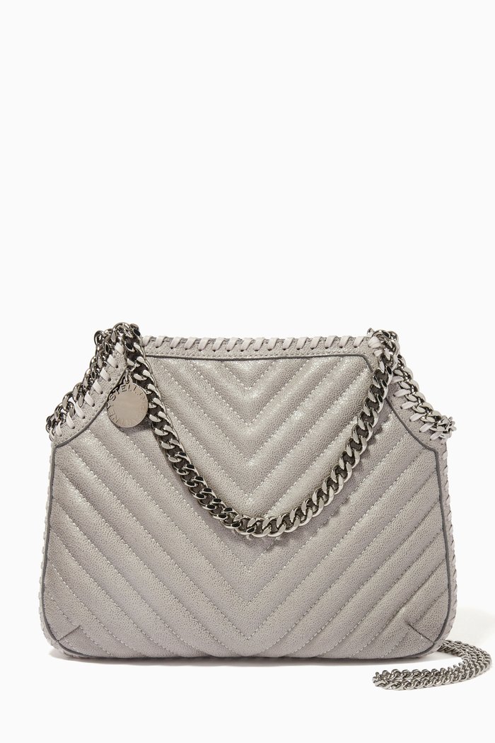 

Medium Falabella Novelty Shoulder Bag in Chevron Shaggy Deer, Grey