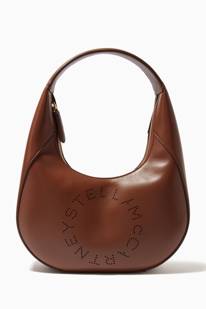 

Small Stella Logo Shoulder Bag in Eco Alter Leather, Brown