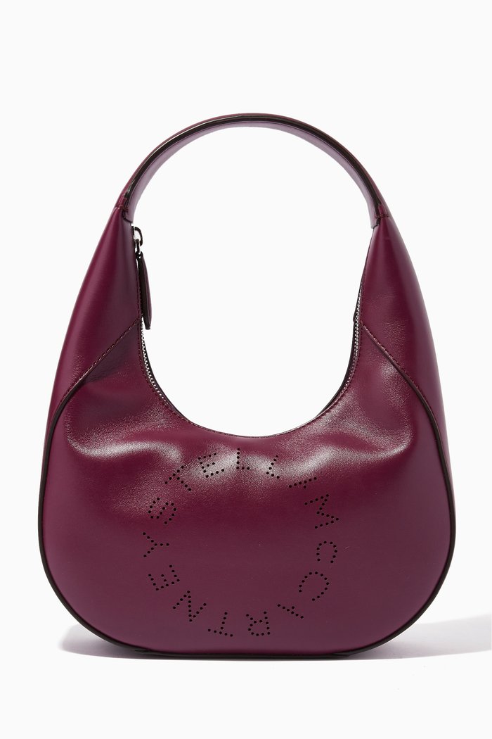 

Small Stella Logo Shoulder Bag in Eco Alter Leather, Burgundy