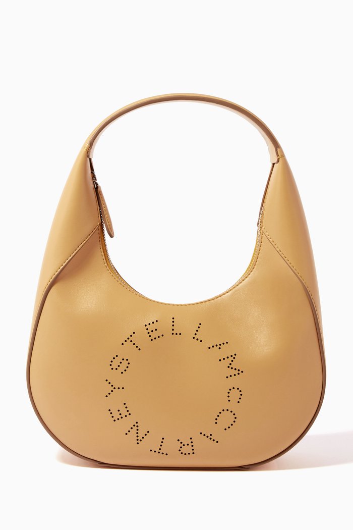 

Small Stella Logo Shoulder Bag in Eco Alter Leather, Neutral