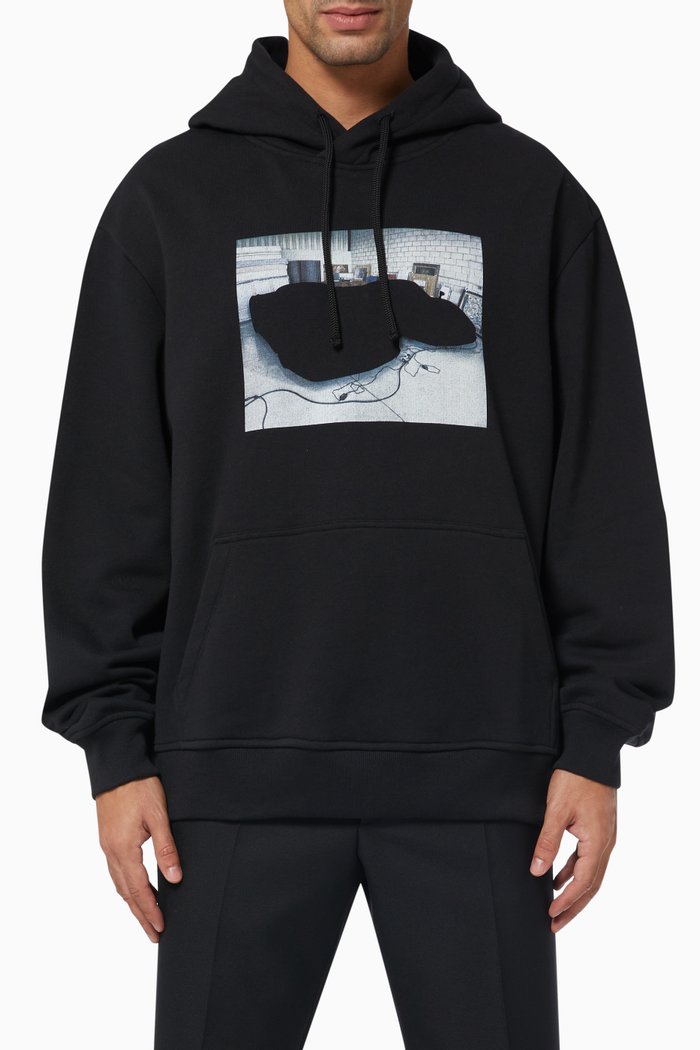 

Enzo Stash Hoodie in French Terry, Black