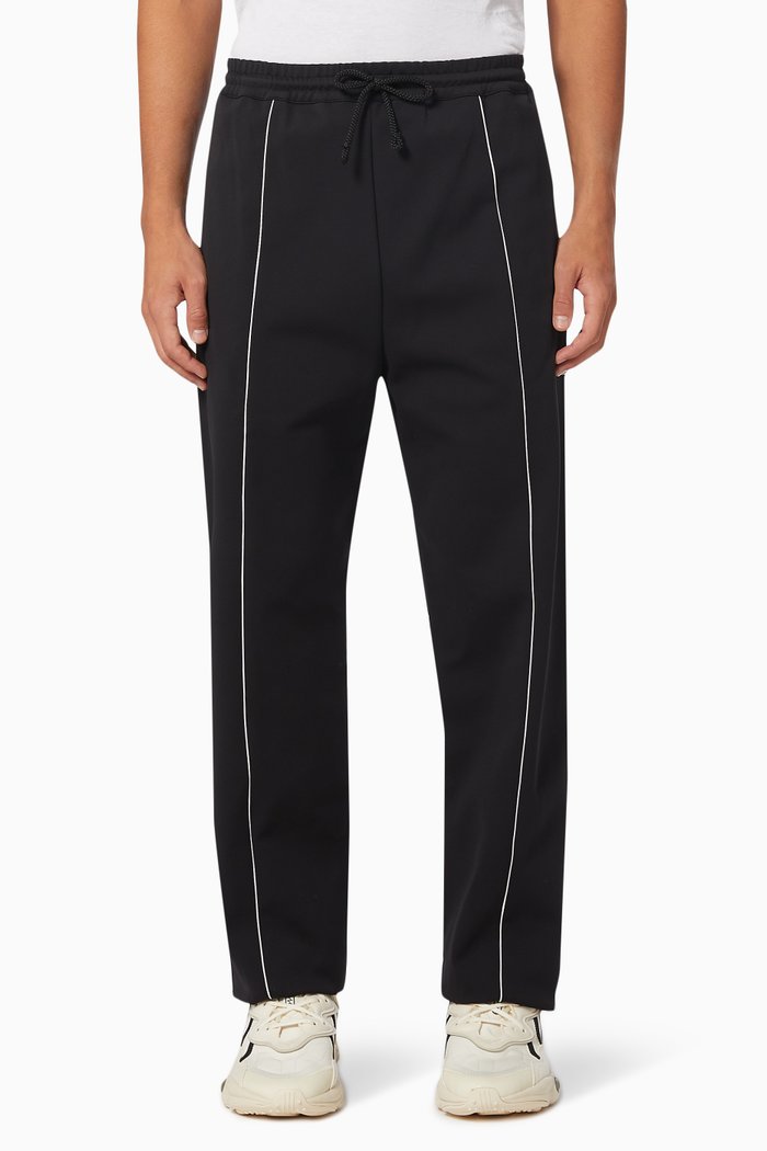 

Track Pants with Piping in Polyester, Black
