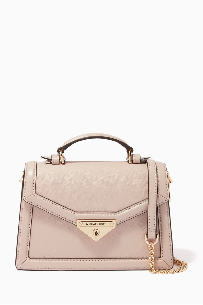

Small Grace Top Handle Bag in Saffiano Leather, Pink