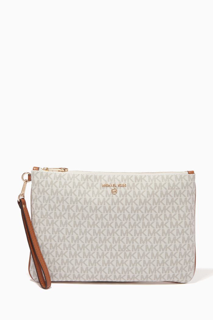 

Large Slater 2-in-1 Pouch in Logo Canvas, White