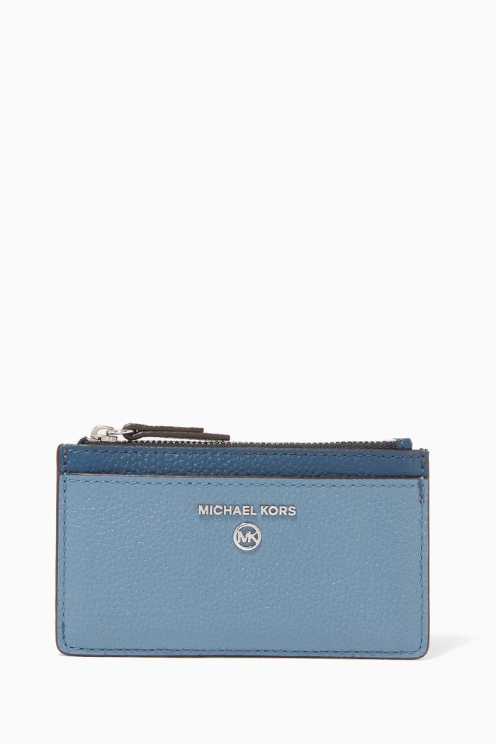 

Small Slim Card Case in Pebbled Leather, Multicolour