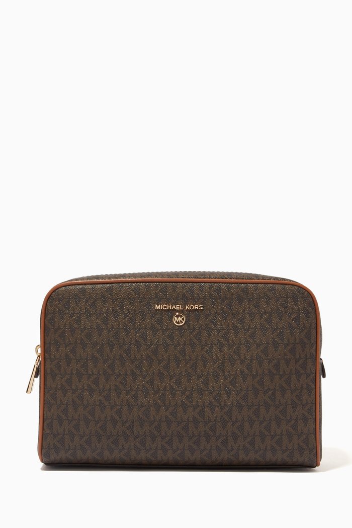 

Large Travel Pouch in Logo Canvas, Brown