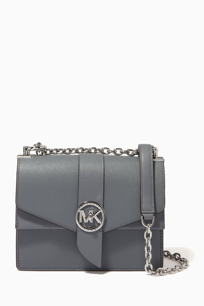

Small Greenwich Crossbody Bag in Saffiano Leather, Grey
