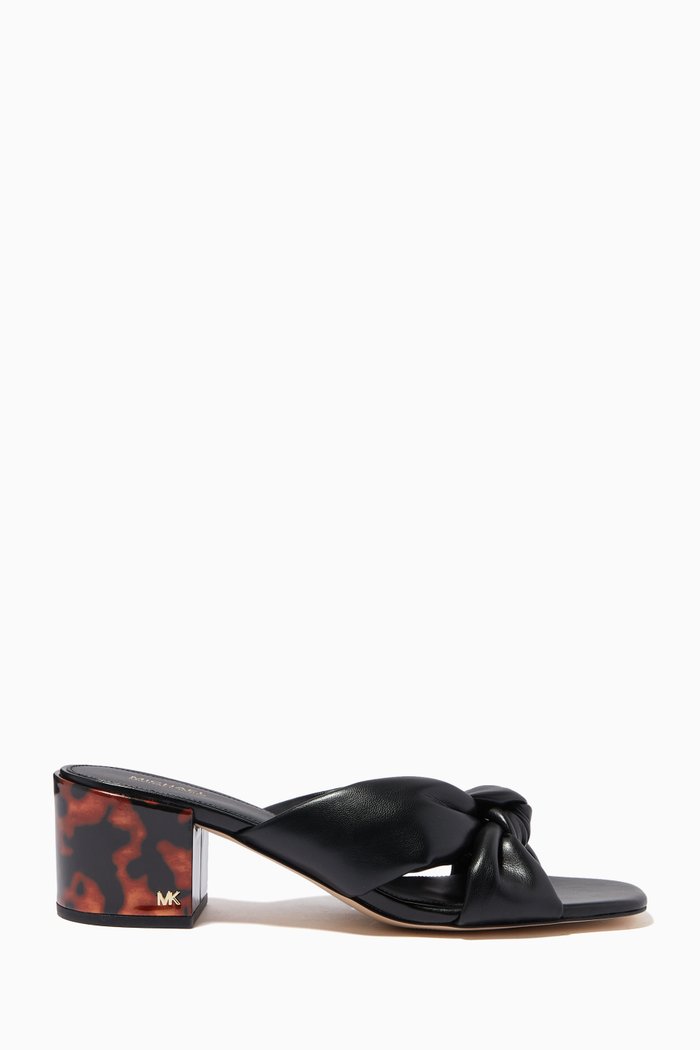 

Josie Knotted Mules in Leather, Black