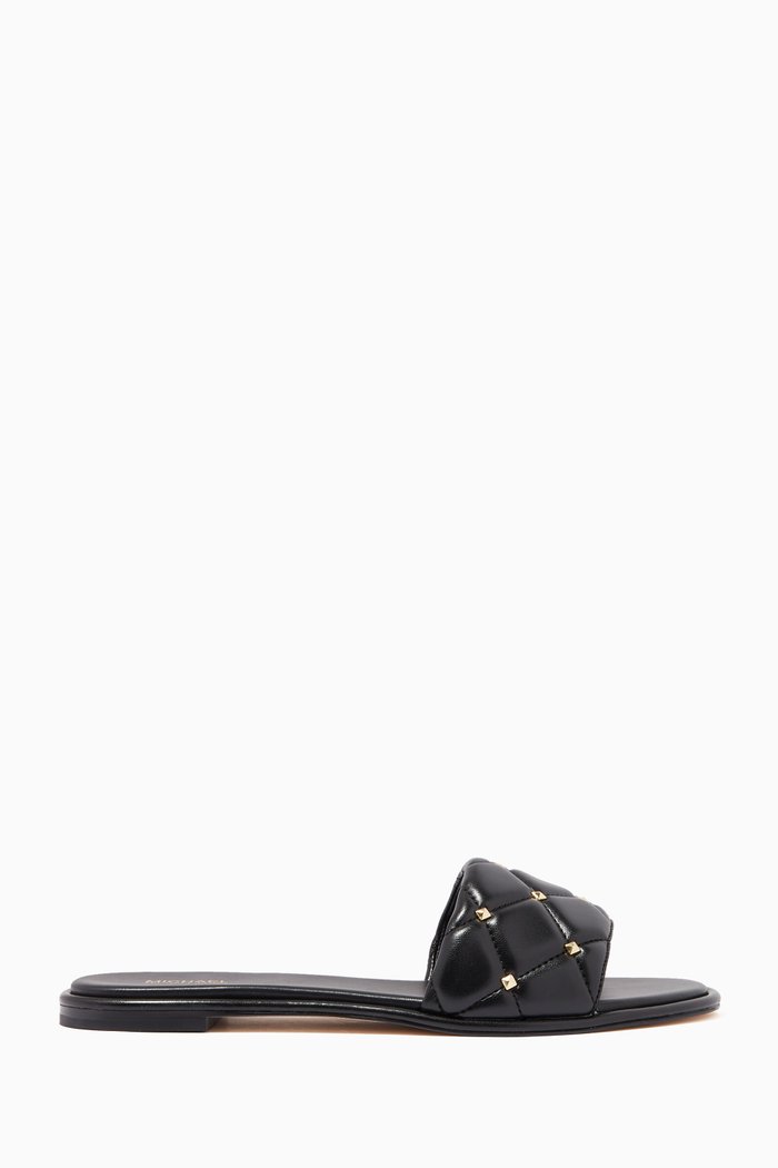

Rina Studded Slides in Quilted Leather, Black